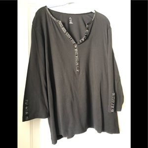 Plus size black Henley top